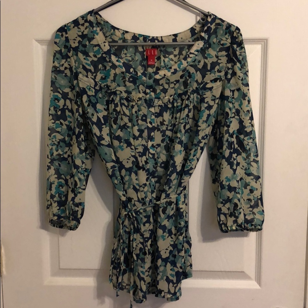 Blue floral blouse